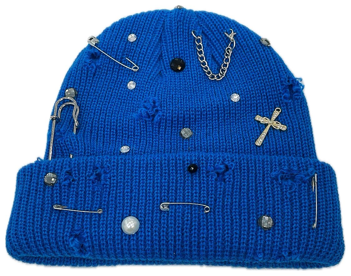 Blue Beanie with Rhinestones