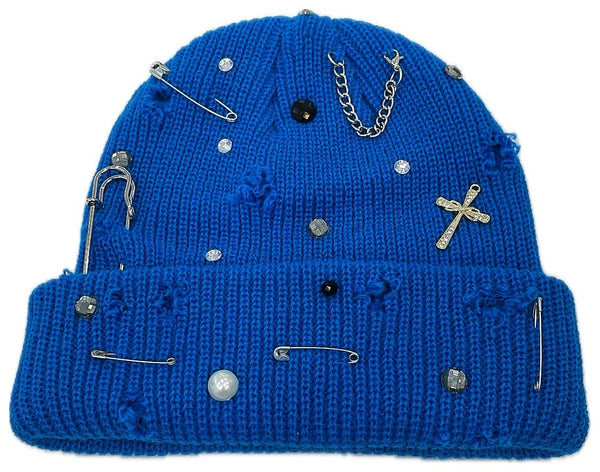 Blue Beanie with Rhinestones