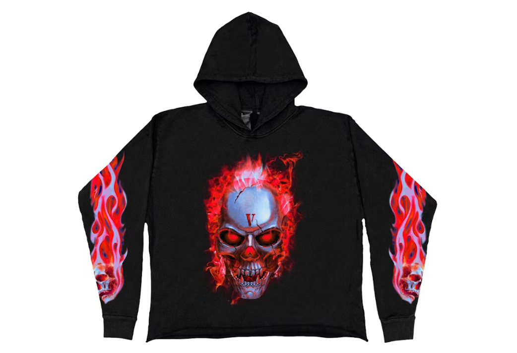 Vlone Skully Red Flame Hoodie Black