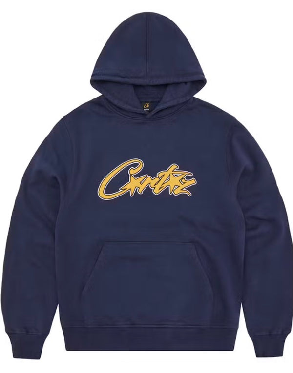 Corteiz Satin Appliqué Allstarz Hoodie Navy