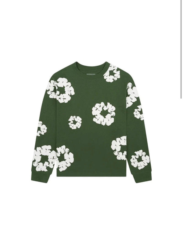 Denim Tears Long Sleeve Cotton Wreath T-shirt Green