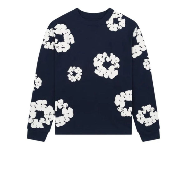 Denim tears long sleeve navy blue sweatshirt