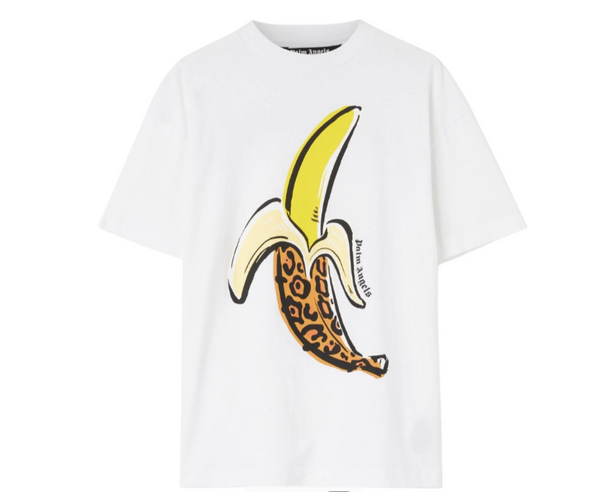 Palm Angels Leopard Banana Classic Tee White Yellow