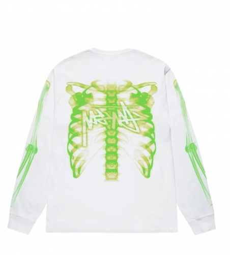 Stussy Rib Cage Long Sleeve white tee