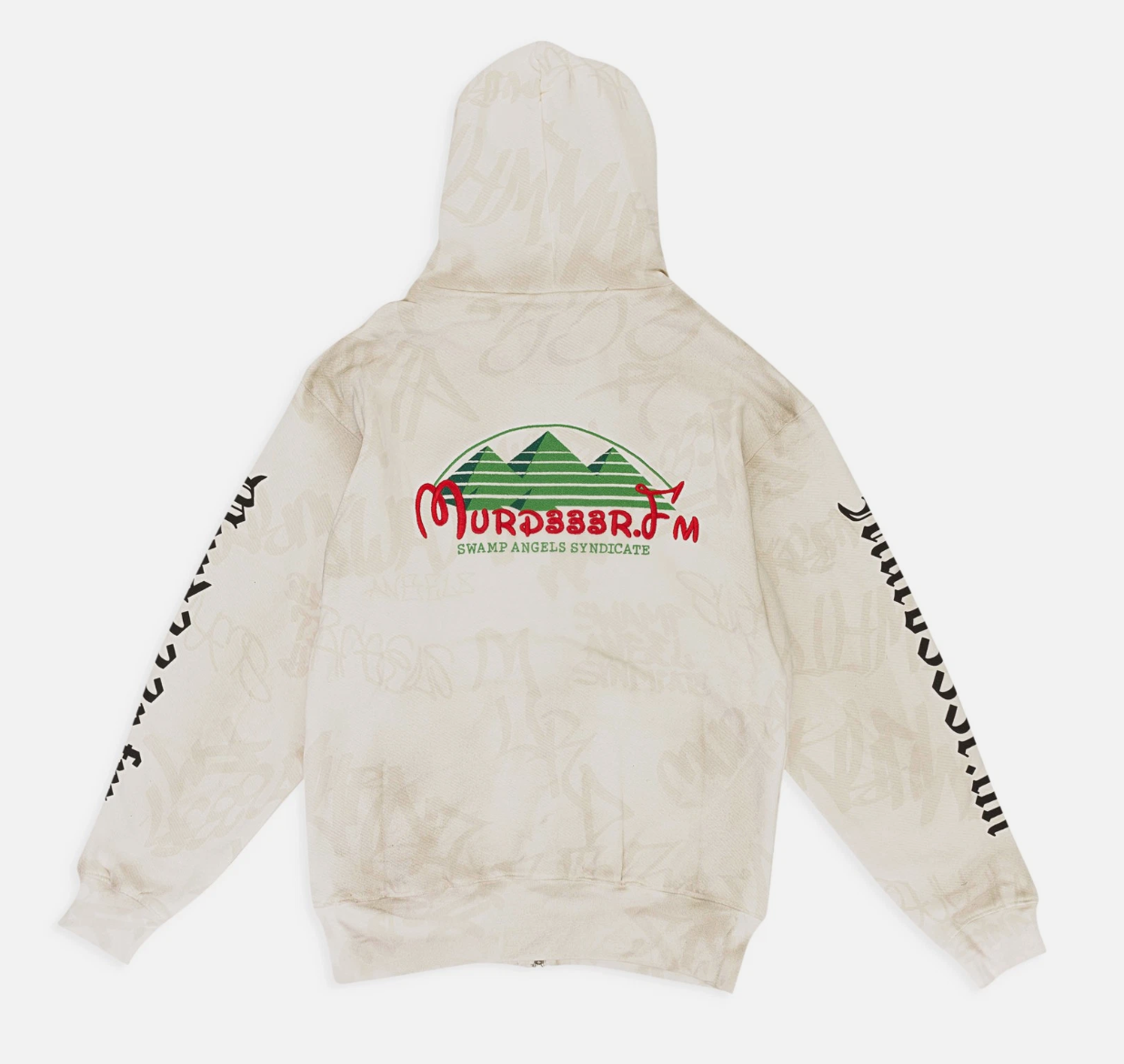 Murd333r.fm Disn333y Zip Up Hooded White Sweatshirt