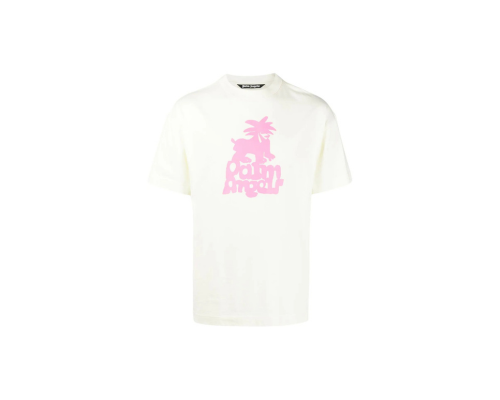 Palm Angels Short Sleeve "Sketchy" T-shirt White/Pink